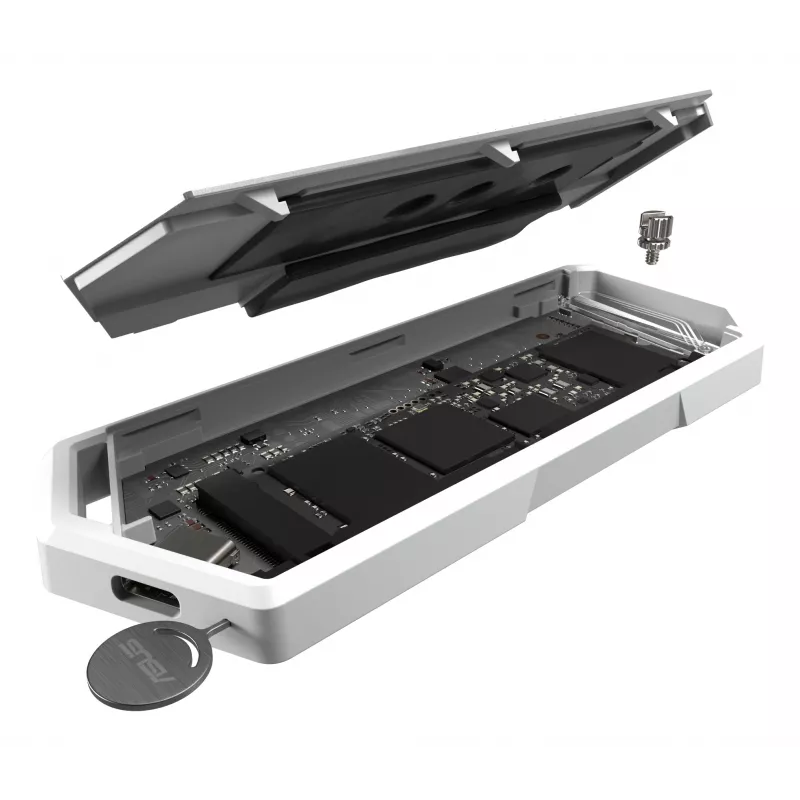 SSD-korpus ASUS ROG Strix Arion Valge Edition — M.2 PCIe, USB USB-C 10 Gbit/s, ühe kettaga