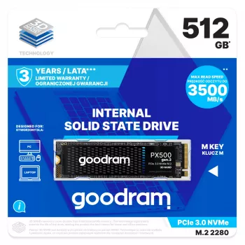 Goodram PX500 GEN.3 SSDPR-PX500-512-80-G3 sisemine pooljuhtketas 512 GB M.2 PCI Express 3.0 NVMe 3D NAND