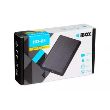 HDD/SSD-korpus IBOX HD-05 must — 2,5-tolline SATA III, USB 3.2 Gen 1 (5 Gbit/s), Mikro-USB B, UASP, kuni 10 TB