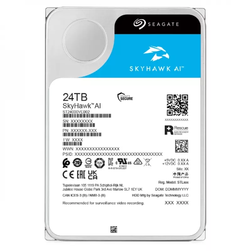Seagate SkyHawk AI sisemine kõvaketas 24 TB 7200 RPM 512 MB 3.5 tolli Serial ATA III
