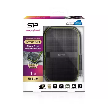 Väline HDD Silicon Power Armor A60 1 TB 2,5 tolli USB 3.2 Gen 1, põrutuskindel, AES-256, must