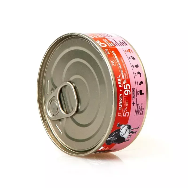 Märg kassitoit 3coty Turkey with Krill 80 g — täisväärtuslik märgtoit täiskasvanud kassidele, 80 g purk, valk 19%, rasv 7%