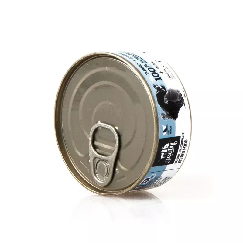 Märg kassitoit 3coty kalkun kanaga kassipoegadele 80 g — täiendsööt, 19% valku, 68,1% niiskust