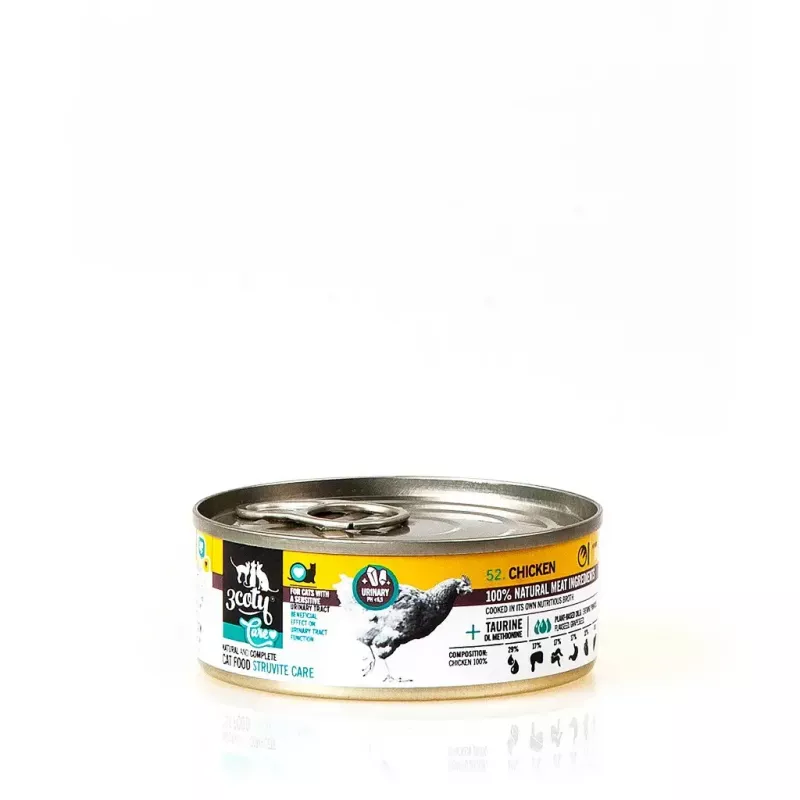 Märg kassitoit 3coty Chicken Struvite care 80 g — märgtoidu kotike, täiskasvanud kassid, kana, täisväärtuslik toit