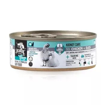 Märg kassitoit 3coty Kana pardineeruga neeruhooldus 80 g, täisväärtuslik täiskasvanute toit, 17% valku, 7% rasva