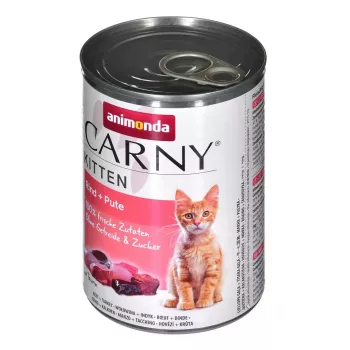 Märg kassitoit Animonda Carny Kitten veise- ja kalkunilihaga 400 g purk, 80% niiskust, 10,5% valku, noortele kassipoegadele