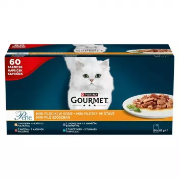 Märg kassitoit Purina Nestlé GOURMET Perle Mini fileed kastmes, kotikesed 60 x 85 g, täiskasvanud kassid, 80% niiskust