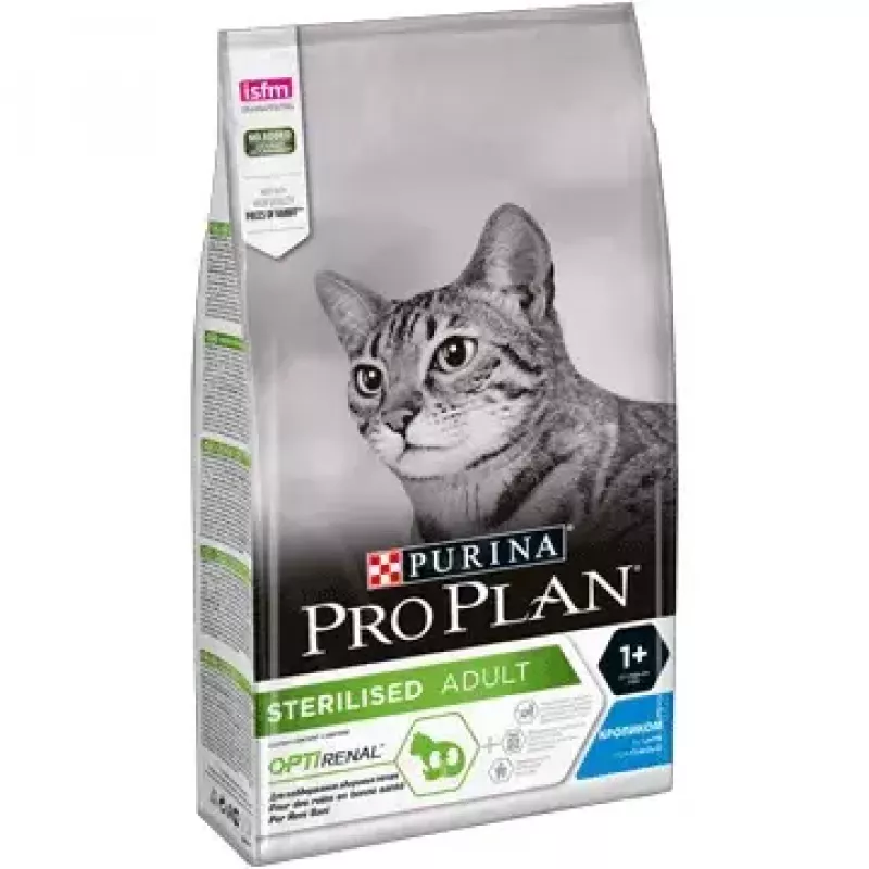 Kuiv kassitoit Purina Pro Plan Sterilised OPTIrenal Adult Rabbit 1.5 kg — neerutoetus, 41% valku, 12% rasva