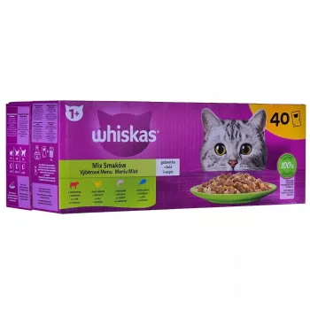 Märg kassitoit Whiskas Mix Favourites tarretises, 40 x 85 g purki, tuunikalamaitseline, täiskasvanud kassidele