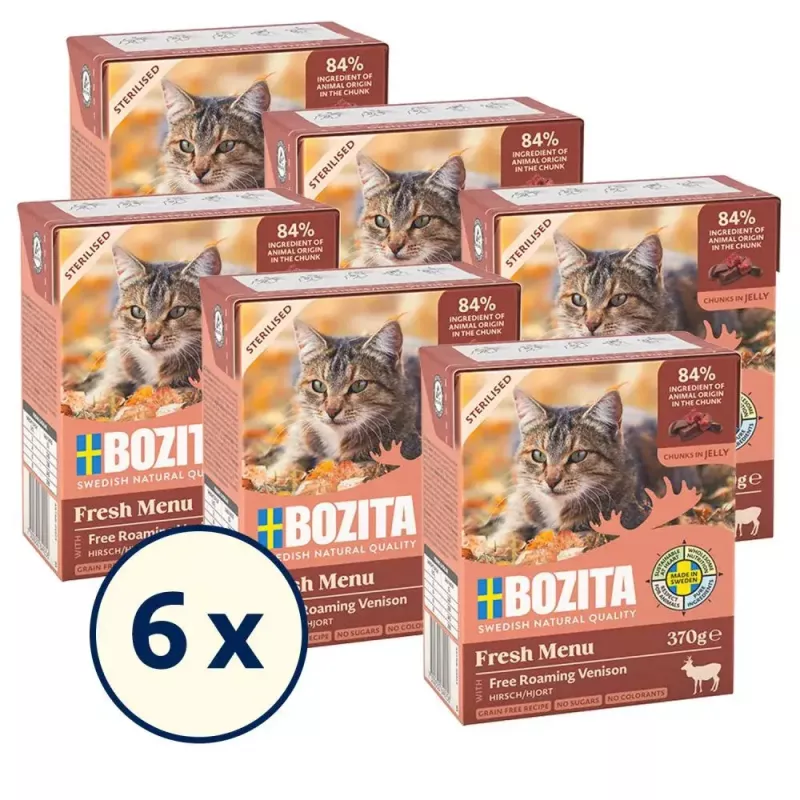 Märg kassitoit BOZITA Fresh Menu 370 g täiskasvanud kassidele, hirveliha maitsega, sojavaba, gluteenivaba