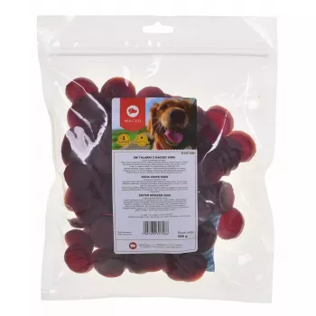 Koerte maius MACED Duck chips 500 g — ühekomponendiline pardisnäkk, 500 g, valk 28%, rasv 1%