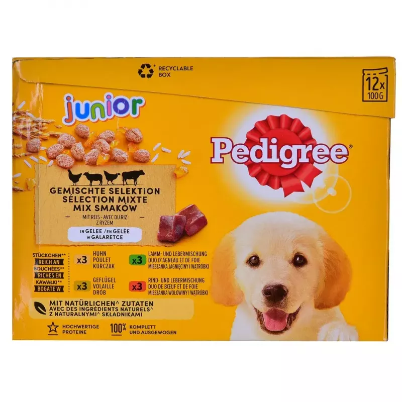 Pedigree Junior Selection Mix märgtoit koertele, 12 x 100 g