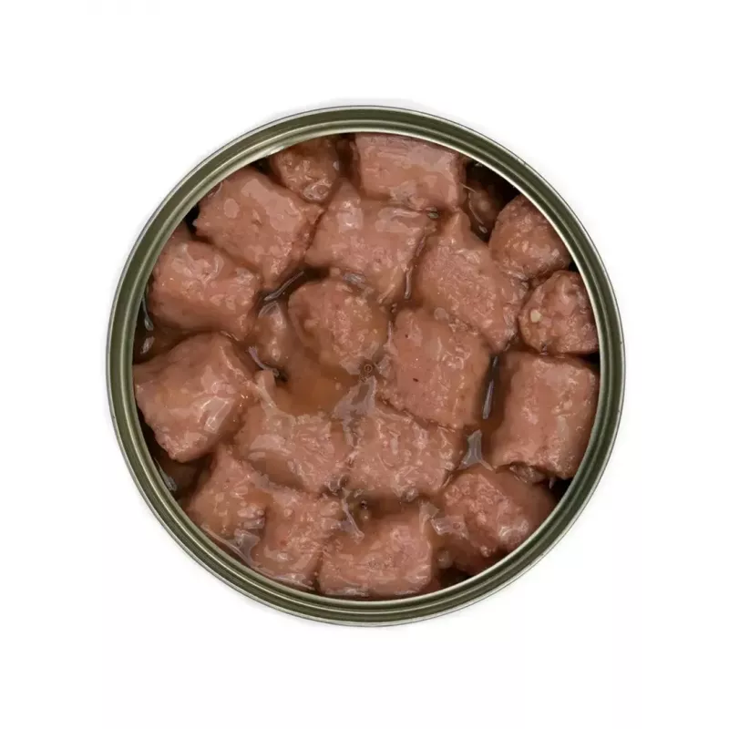 Märg koeratoit TufTuf Meaty chunks with poultry 1,25 kg — täisväärtuslik konservtoit täiskasvanud koertele, 7% valku, 81,5% niiskust