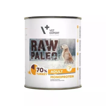 Märg koeratoit VETEXPERT RAW PALEO Adult Monoprotein Turkey 800 g purk, teraviljavaba, gluteenivaba, toiduallergiatele