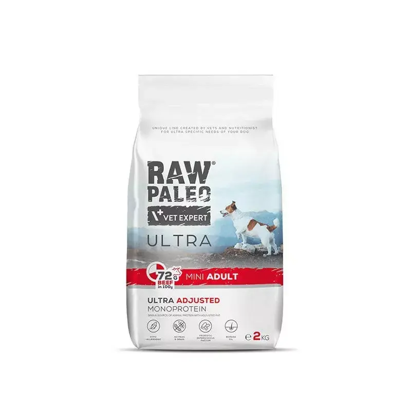 VETEXPERT RAW PALEO Ultra Mini Adult veiseliha, kuivtoit koertele, 2 kg