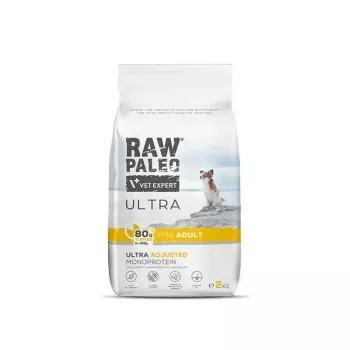 Kuiv koeratoit VETEXPERT RAW PALEO Ultra Mini Adult Turkey 2 kg — täiskuivtoit väikest tõugu täiskasvanud koertele, valk 24,5%, rasv 14%