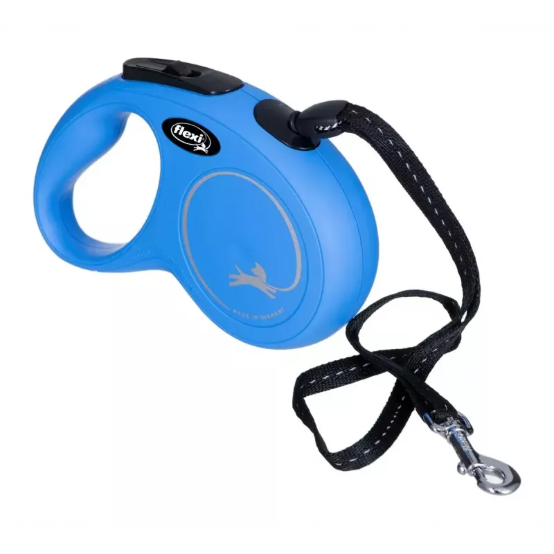 Sissetõmmatav koerarihm Flexi New Classic S — nöör, 5 m, üksikrihm, sinine, max koormus 12 kg