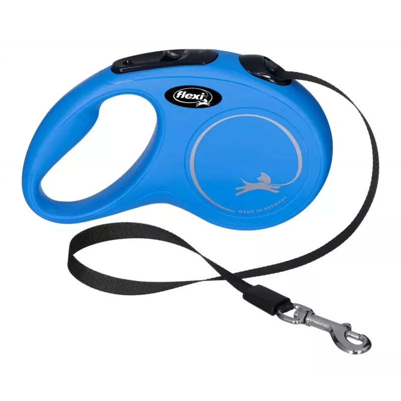 Sissetõmmatav koerarihm Flexi New Classic S, nöörrihm, 5 m pikkus, väikestele koertele 5–10 kg, max koormus 15 kg, sinine