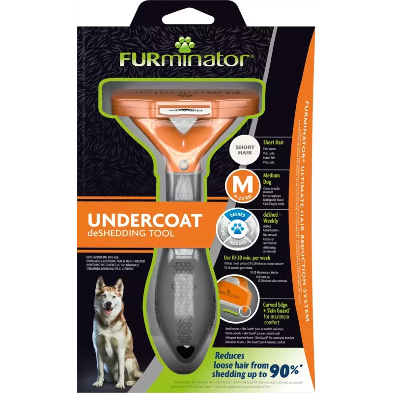 Karvaeemaldushari FURminator FUR151388 keskmistele koertele (10–25 kg), lühike karvkate, hall oranž