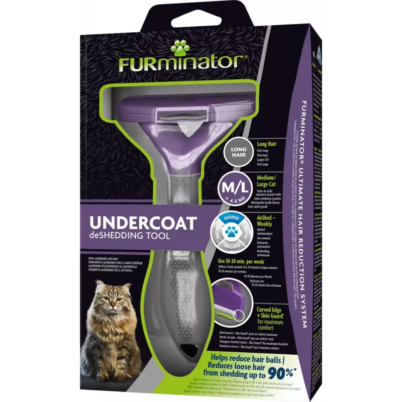 Karvaeemaldushari FURminator FUR151357 pikakarvalistele kassidele (Ragdoll), must, 270 g