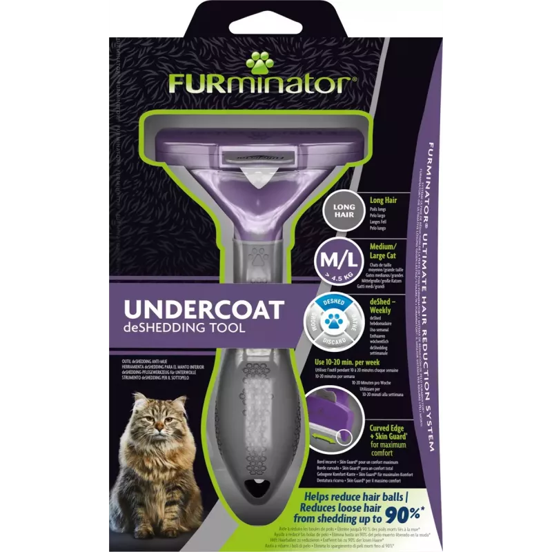 Karvaeemaldushari FURminator FUR151357 pikakarvalistele kassidele (Ragdoll), must, 270 g