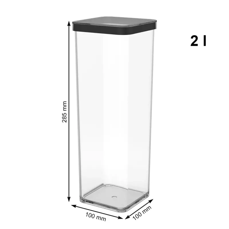 Söödakonteiner rotho 1160608080 2 L Must läbipaistev, 100×100×285 mm, tehnopolümeer