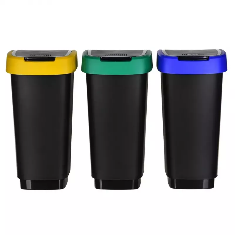 Kolme sektsiooniga jäätmesorteerija rotho Twist 3 × 25 L (tehnopolümeer, must, 252×333×476 mm)