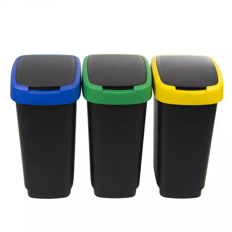 Kolme sektsiooniga jäätmesorteerija rotho Twist 3 × 25 L (tehnopolümeer, must, 252×333×476 mm)