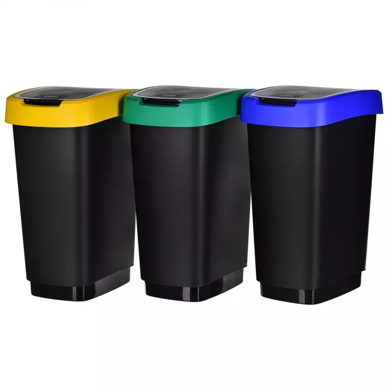 Kolme sektsiooniga jäätmesorteerija rotho Twist 3 × 25 L (tehnopolümeer, must, 252×333×476 mm)