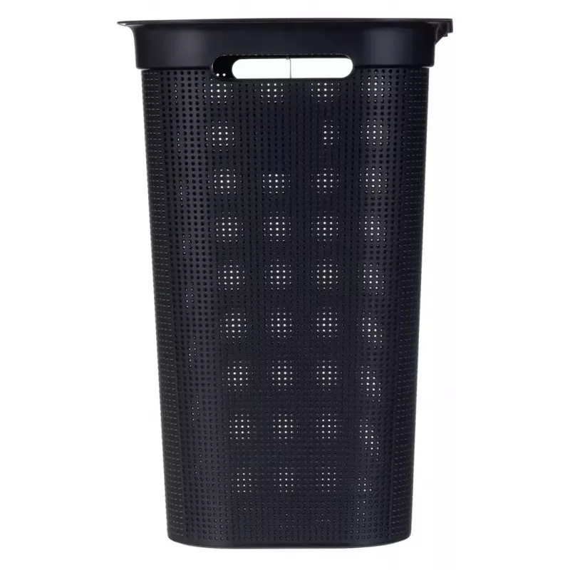 Pesukorv rotho Brisen 50 L ventileeritav plastikust korv kaanega ja riputusauguga, must, 340×431×529 mm