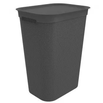 Pesukorv rotho Brisen 50 L ventileeritav plastikust korv kaanega ja riputusauguga, must, 340×431×529 mm