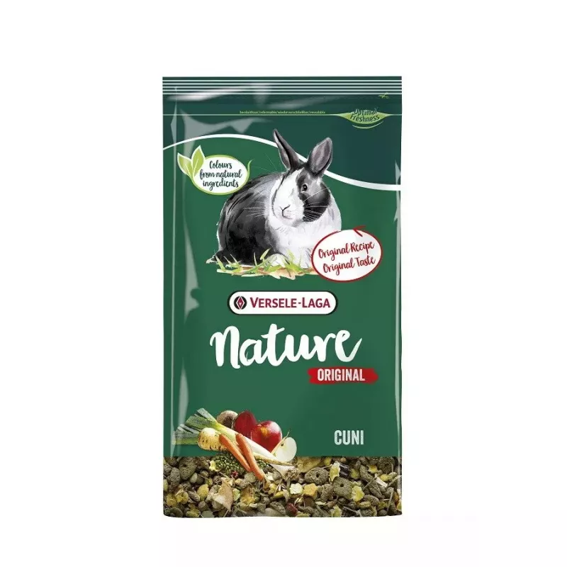 Kuivtoit kääbusküülikutele VERSELE-LAGA Nature Originaal Cuni 2,5 kg — täiskasvanud, valk 14,5%, rasv 4%, kiudaine 13,5%