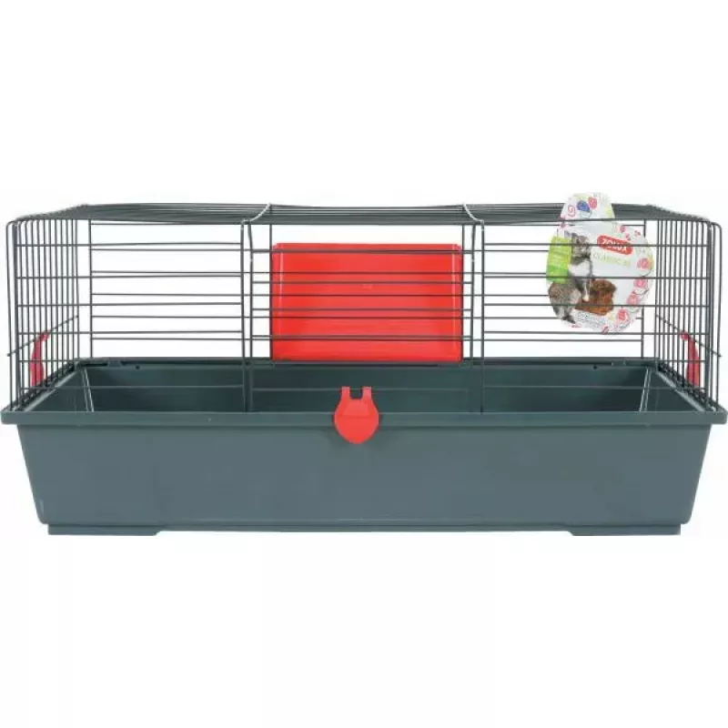 Näriliste puur ZOLUX Classic 80 — kahetasandiline metallist/plastist korpus, 800×430×330 mm, 31 mm varbavahe, hall/punane