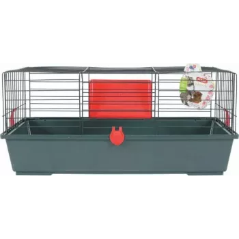 Näriliste puur ZOLUX Classic 80 — kahetasandiline metallist/plastist korpus, 800×430×330 mm, 31 mm varbavahe, hall/punane