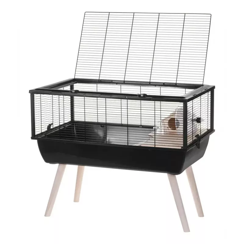 Näriliste puur ZOLUX Neo Nigha small H36 must, puit, W780×D360×H480 mm, ratas kaasas