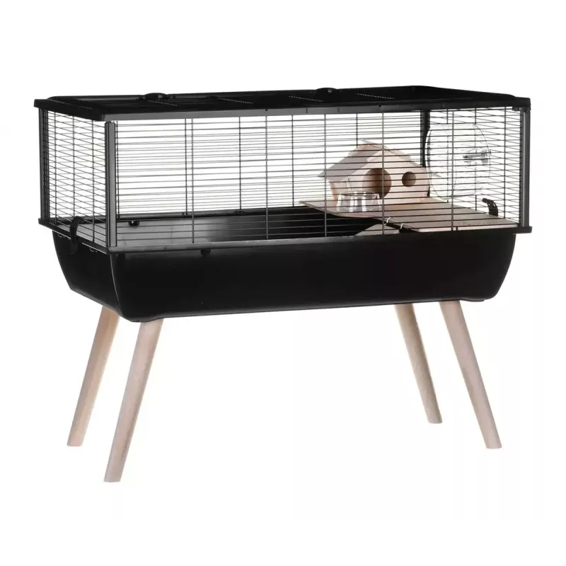 Näriliste puur ZOLUX Neo Nigha small H36 must, puit, W780×D360×H480 mm, ratas kaasas