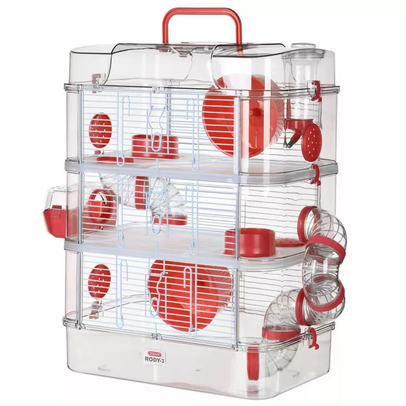 Näriliste puur ZOLUX Rody3 Trio — väikeloomaelupaik, metall/plast, 410×270×530 mm, 3 kg, sisaldab jooksuratast