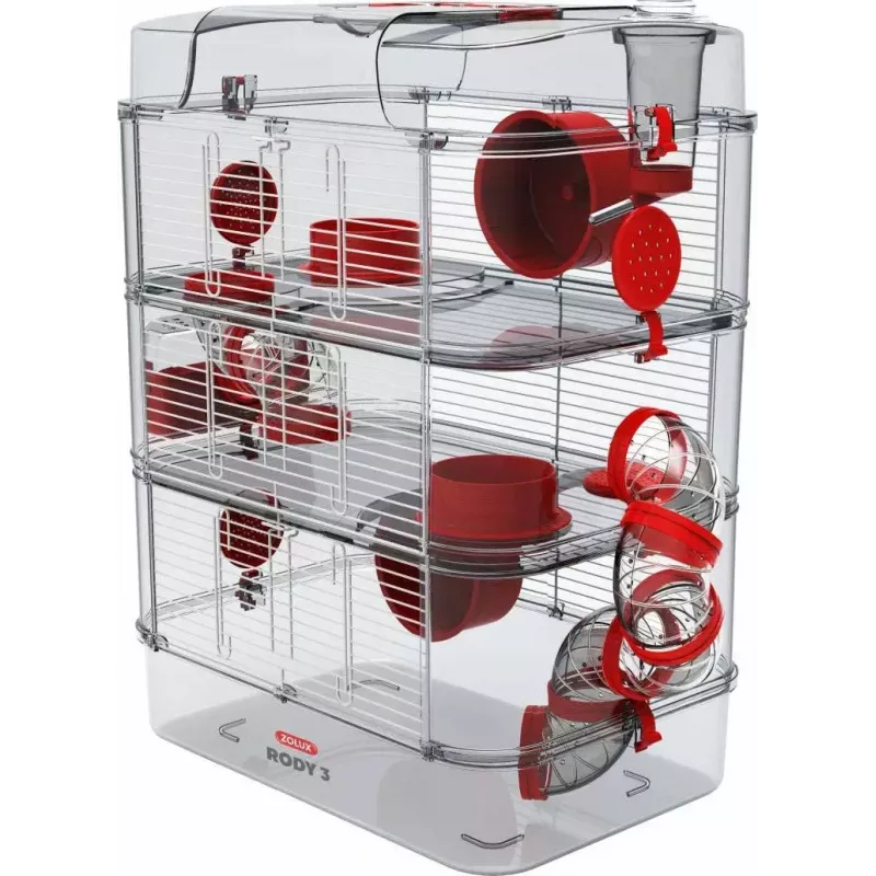Näriliste puur ZOLUX Rody3 Trio — väikeloomaelupaik, metall/plast, 410×270×530 mm, 3 kg, sisaldab jooksuratast