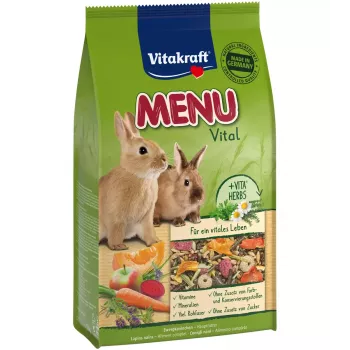 Kuivtoit kääbusküülikule Vitakraft 25542 — 3 kg, teravilja maitsega, säilitusainetevaba, tahke pakend, 14% toorkiudu