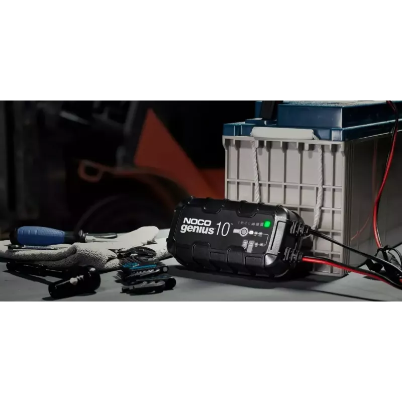 Akulaadija NOCO GENIUS10 EU 10 A 6 V ja 12 V akudele — hooldus ja sulfaadieemaldus, 150 W, Li‑Ion/AGM/Gel, IPX veekindel
