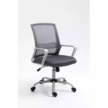 Pöörlev kontoritool ActiveJet YK01 — polsterdatud riidest iste, võrkseljatugi, hall, reguleeritav kõrgus 46–56 cm
