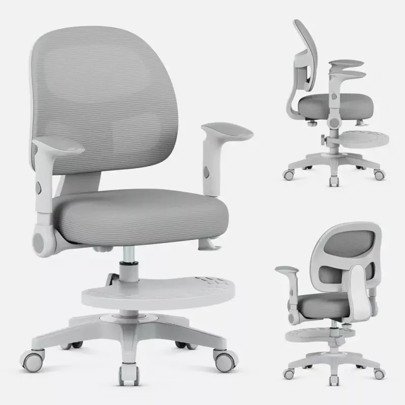 Pöördtool mark adler Junior 5.0 — ergonoomiline võrk seljatugi, vahtpolsterdatud iste, reguleeritav kõrgus 42–54 cm, hall