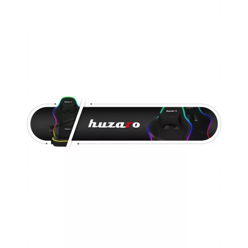 Mängutool Huzaro FORCE 4.4 RGB must — kangast polsterdatud istmekauss, max 130 kg, reguleeritav seljatugi, kõrgus 115–125 cm, RGB-valgustus