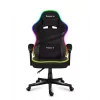 Mängutool Huzaro FORCE 4.4 RGB must — kangast polsterdatud istmekauss, max 130 kg, reguleeritav seljatugi, kõrgus 115–125 cm, RGB-valgustus