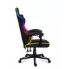 Mängutool Huzaro FORCE 4.4 RGB must — kangast polsterdatud istmekauss, max 130 kg, reguleeritav seljatugi, kõrgus 115–125 cm, RGB-valgustus