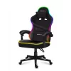 Mängutool Huzaro FORCE 4.4 RGB must — kangast polsterdatud istmekauss, max 130 kg, reguleeritav seljatugi, kõrgus 115–125 cm, RGB-valgustus