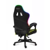 Mängutool Huzaro FORCE 4.4 RGB must — kangast polsterdatud istmekauss, max 130 kg, reguleeritav seljatugi, kõrgus 115–125 cm, RGB-valgustus