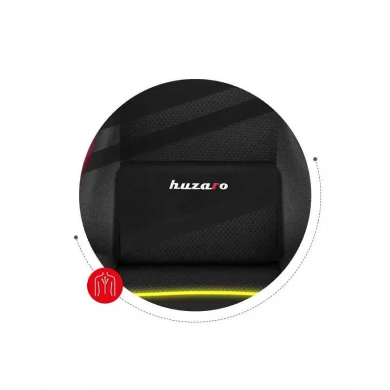 Mängutool Huzaro FORCE 4.4 RGB must — kangast polsterdatud istmekauss, max 130 kg, reguleeritav seljatugi, kõrgus 115–125 cm, RGB-valgustus