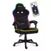 Mängutool Huzaro FORCE 4.4 RGB must — kangast polsterdatud istmekauss, max 130 kg, reguleeritav seljatugi, kõrgus 115–125 cm, RGB-valgustus