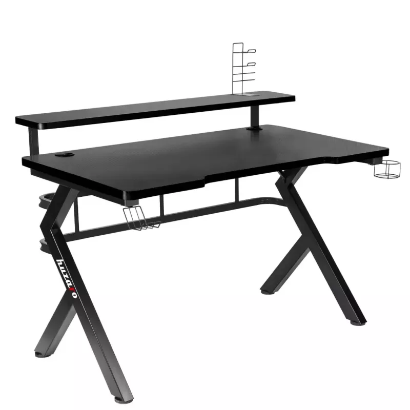 Mängulaud Huzaro Hero 5.0 Must – sirge alumiiniumraam, süsinikkiust stiilis lauaplaat 1200×600 mm